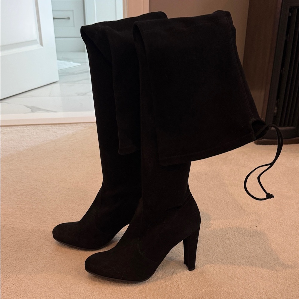 Stuart Weitzman Overland Black Suede Over-the-Knee Boots